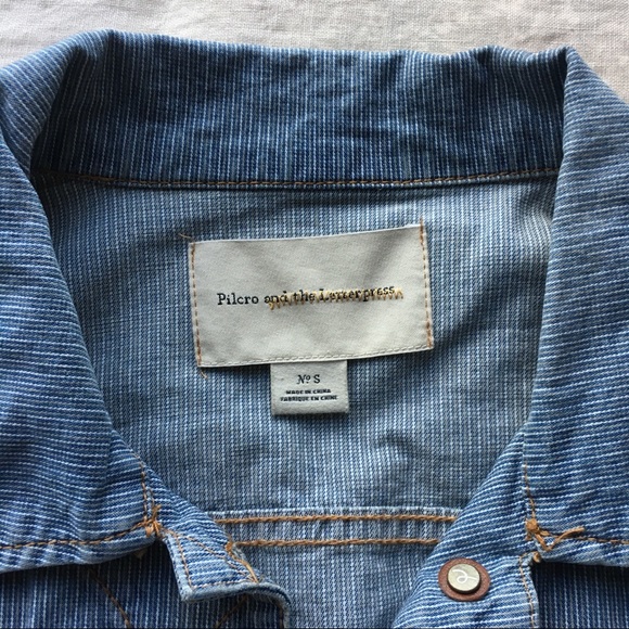 Anthropologie Pilcro Railroad Stripe Denim Jacket - Picture 4 of 7